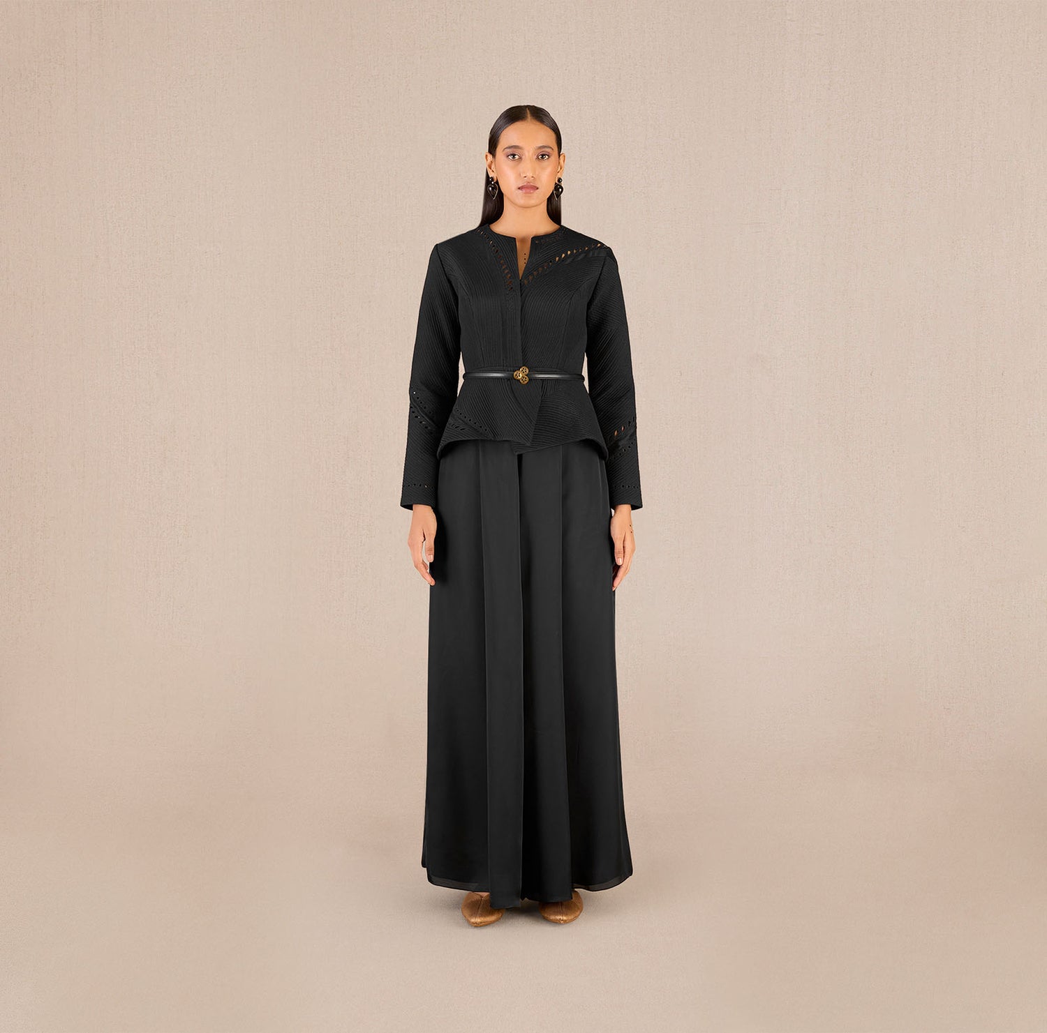 Chanderi Rifat Jacket Set – Black