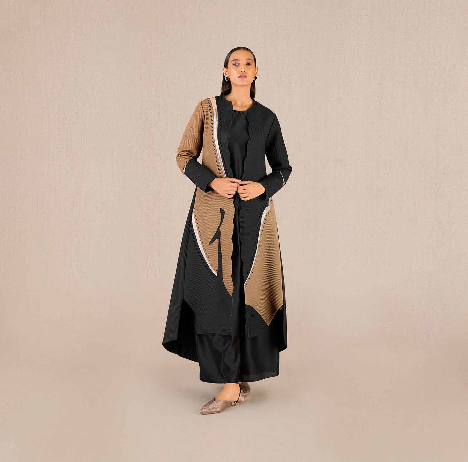 Chanderi Asira Jacket Set – Black