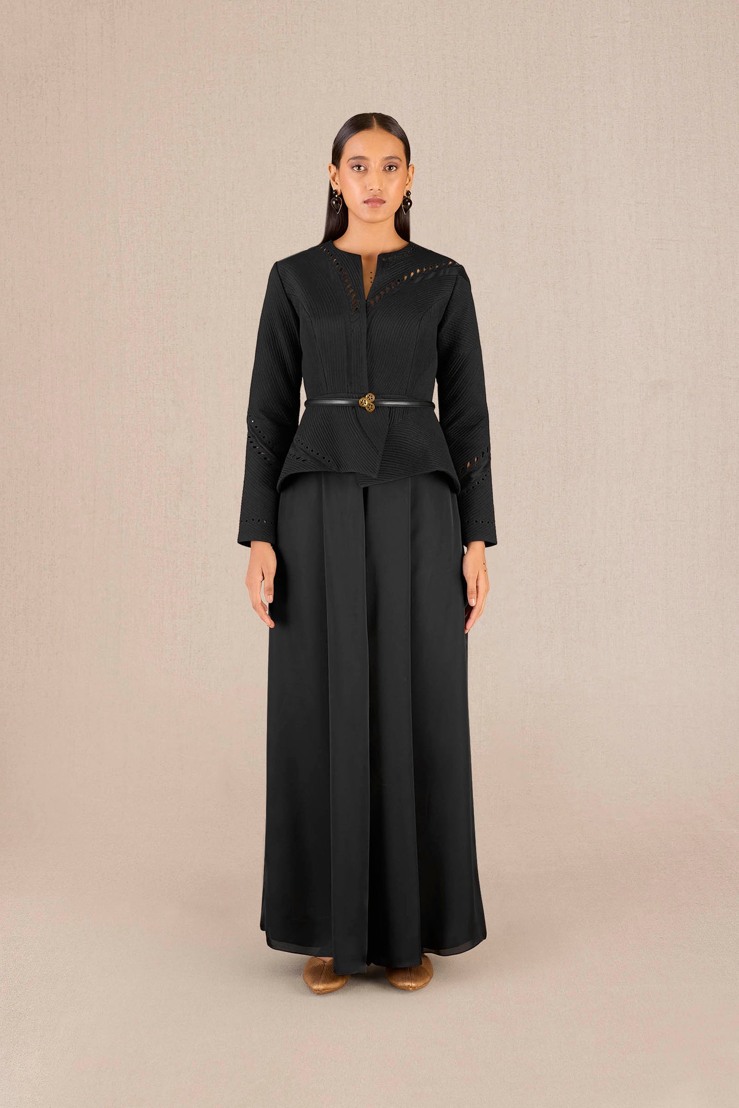 Chanderi Rifat Jacket Set – Black