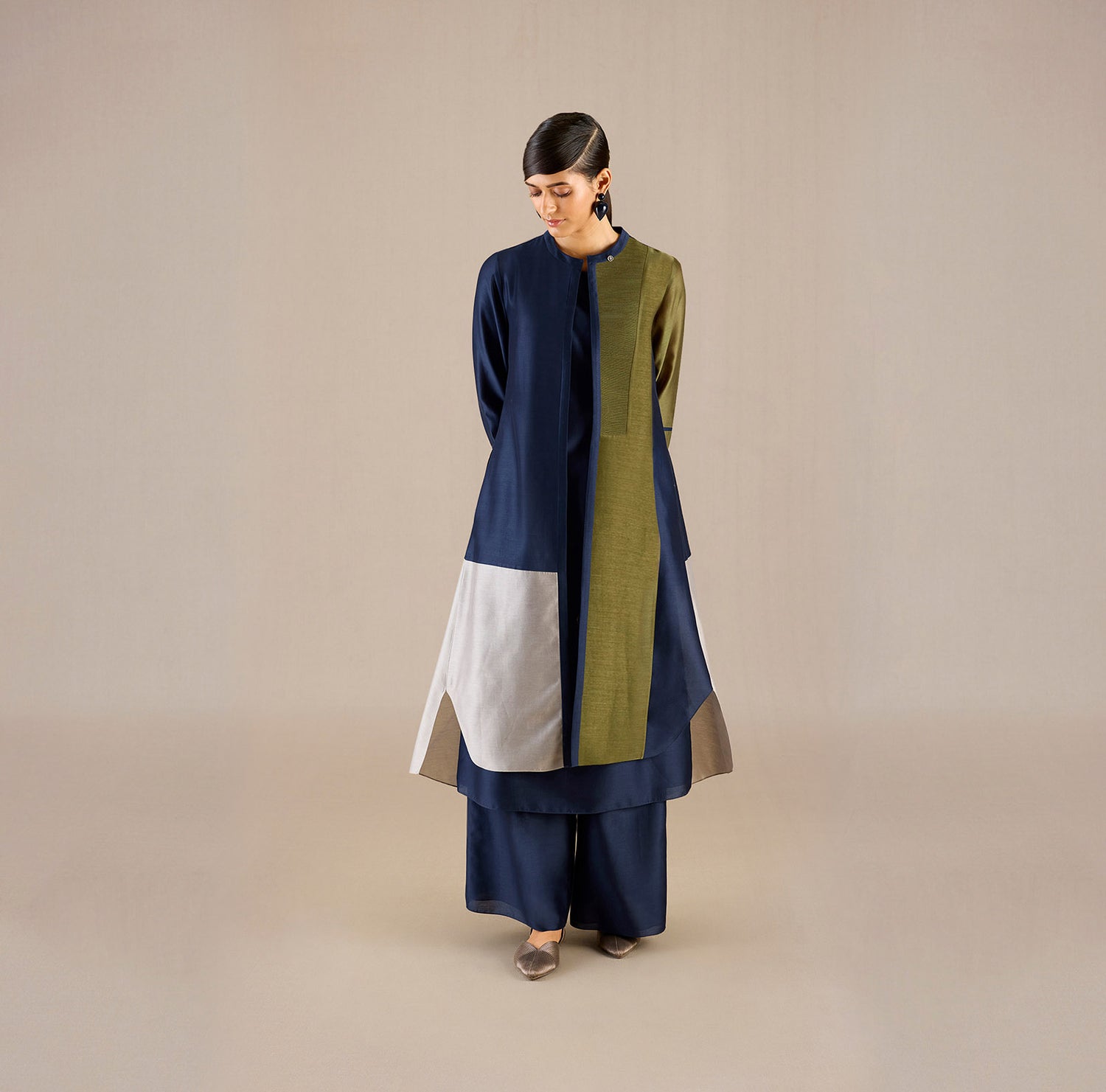 Chanderi Hiba Tunic Set – Blue