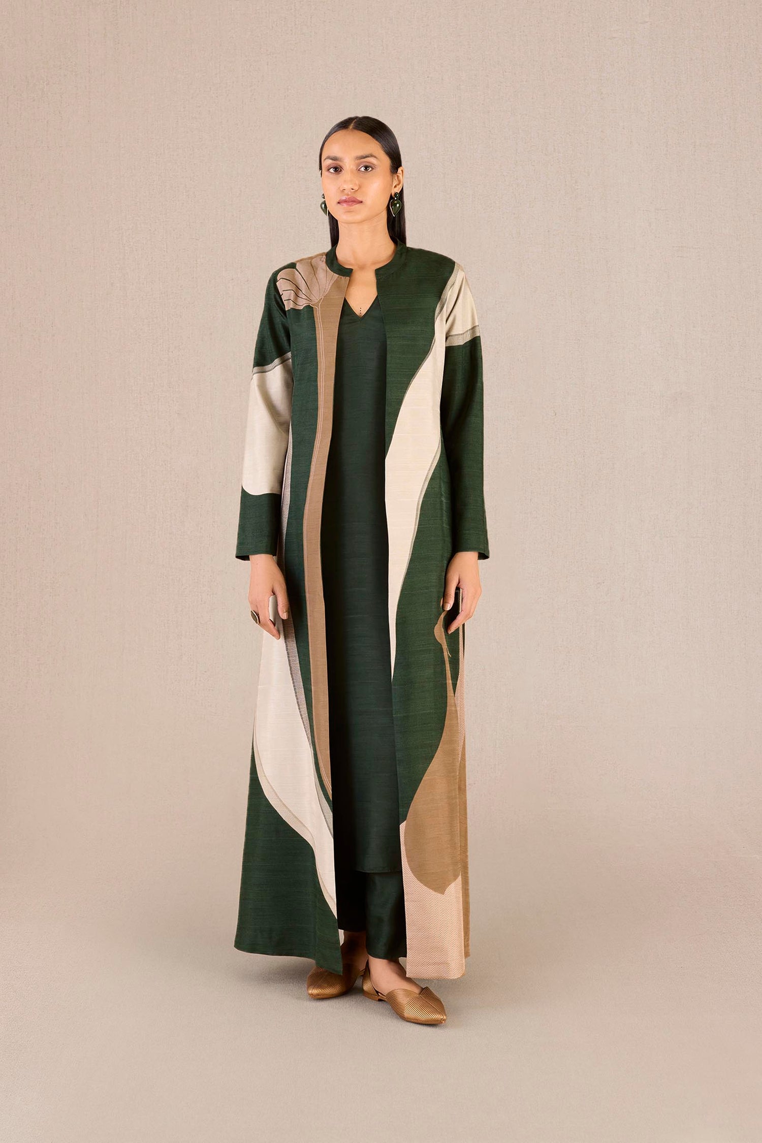 Silk Amida Jacket Set – Green
