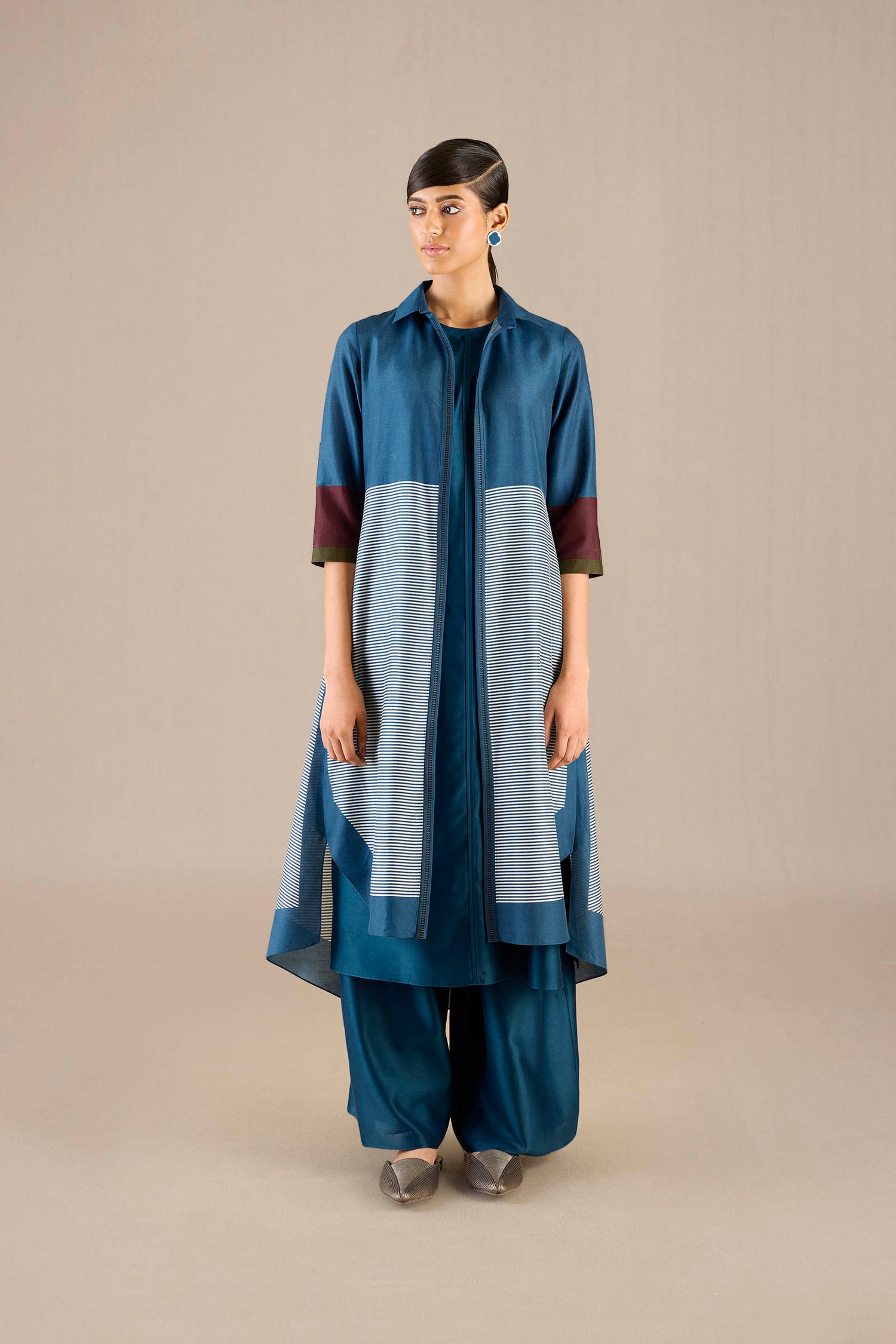 Chanderi Ilana Tunic Set – Blue