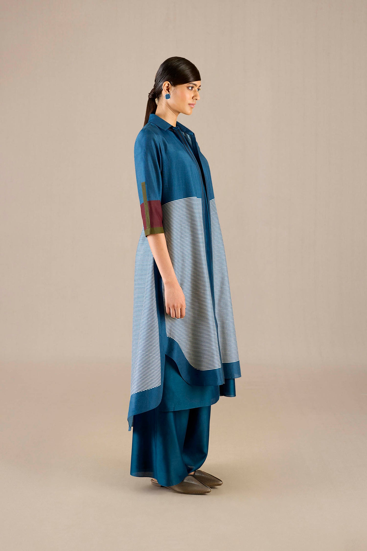 Chanderi Ilana Tunic Set – Blue