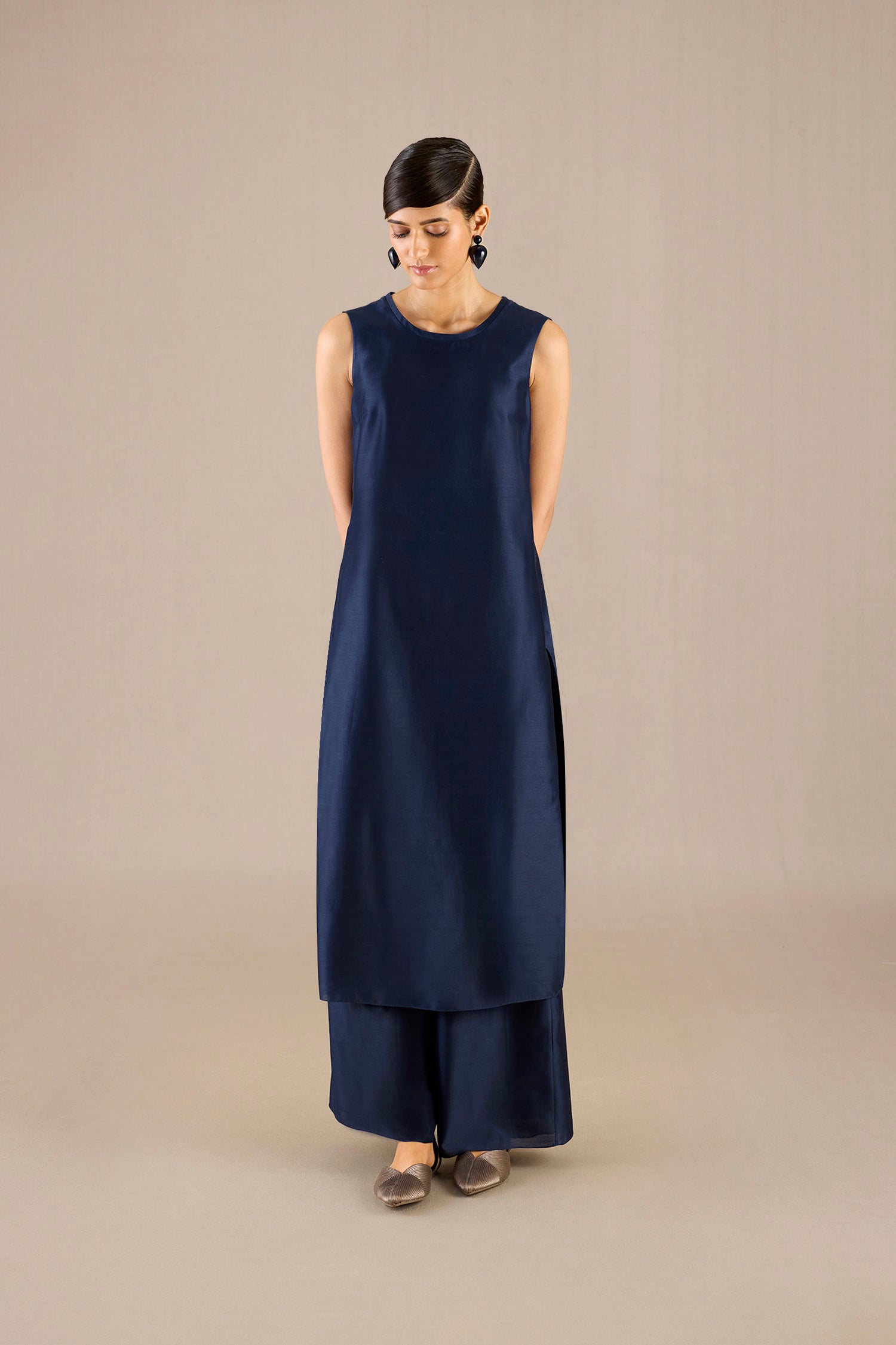 Chanderi Hiba Tunic Set – Blue