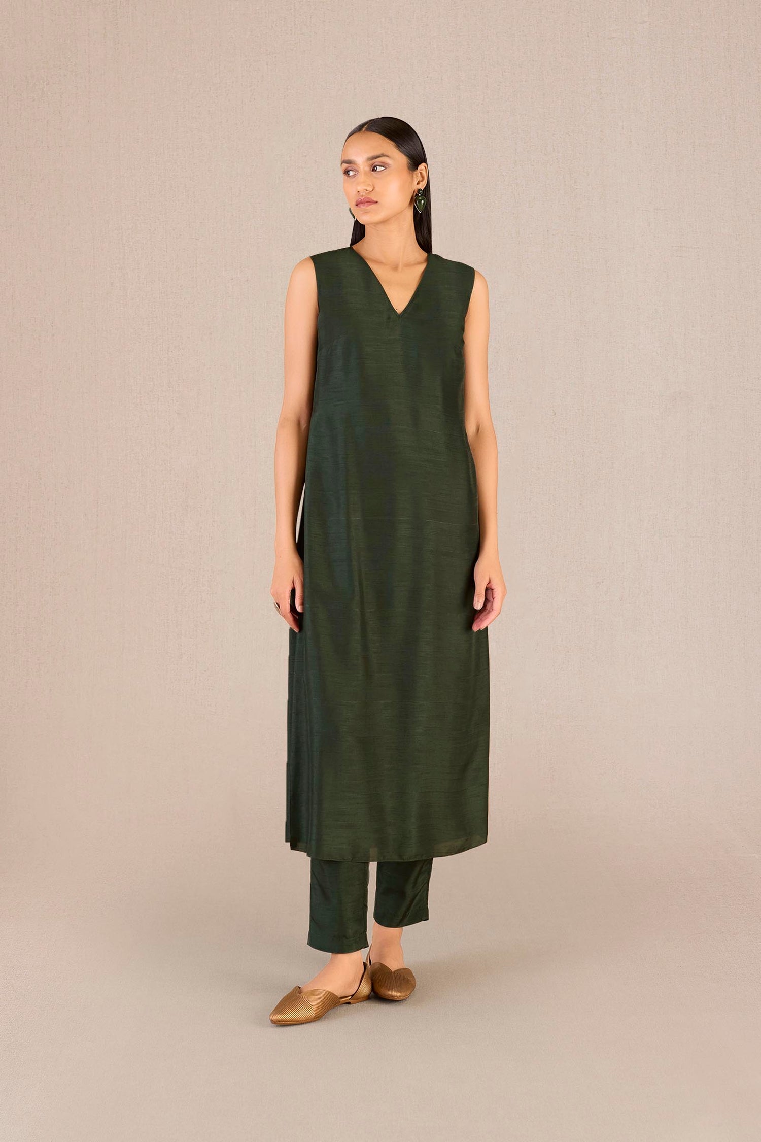 Silk Amida Jacket Set – Green