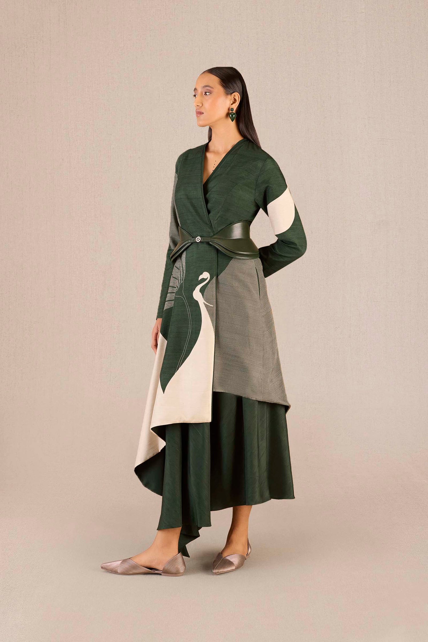 Silk Serena Jacket Set – Green
