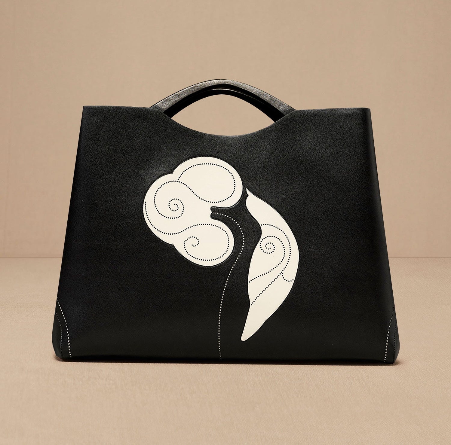 Faux Lether Dilbandi Tote Bag – Black