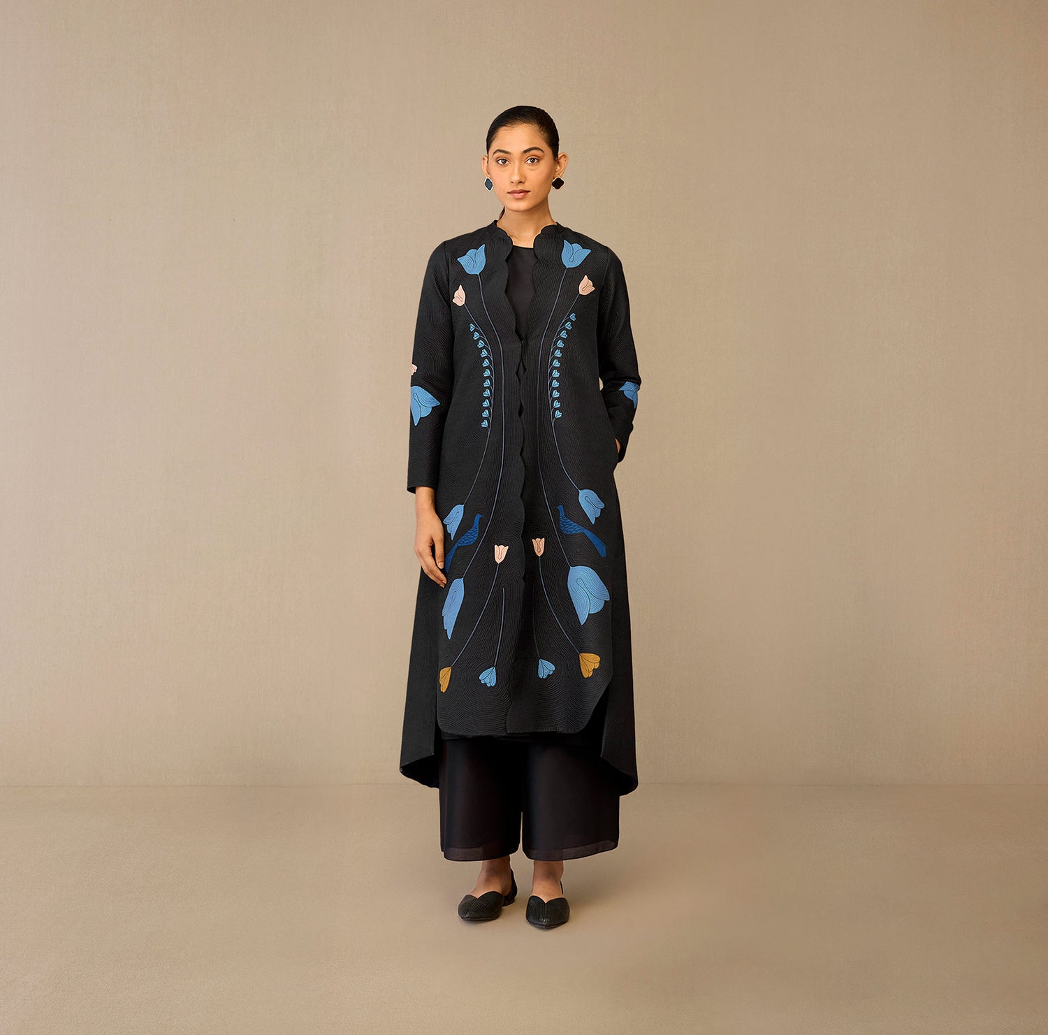 Silk Arisa Jacket Set – Black