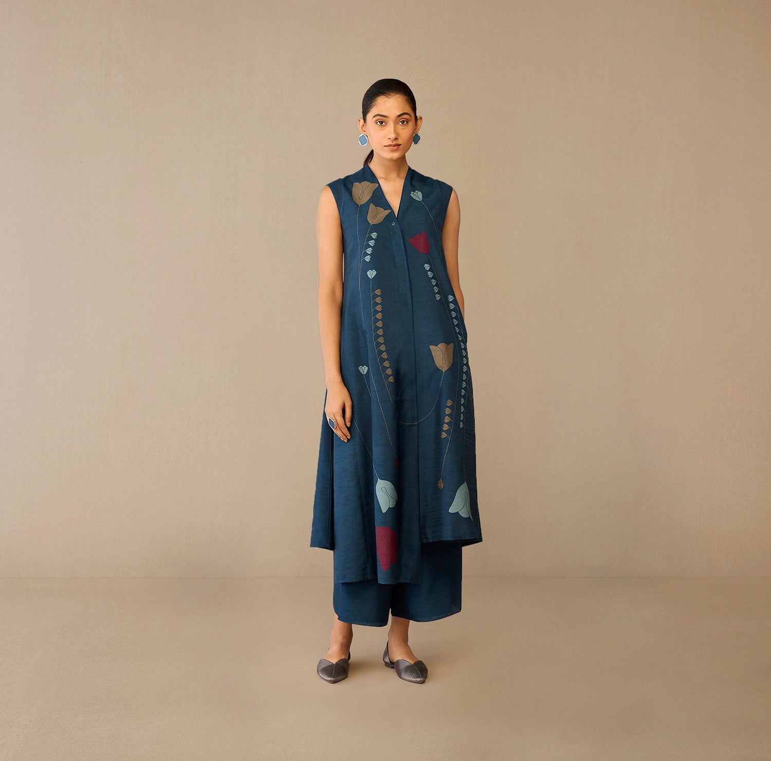 Silk Zia Jacket Set – Blue