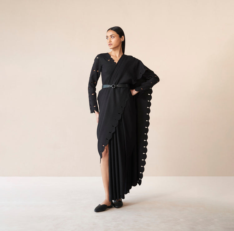Nara Black Woollen Saree