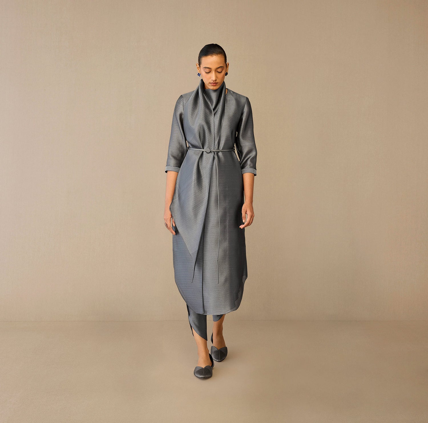 Brocade Avaia Tunic Set – Grey