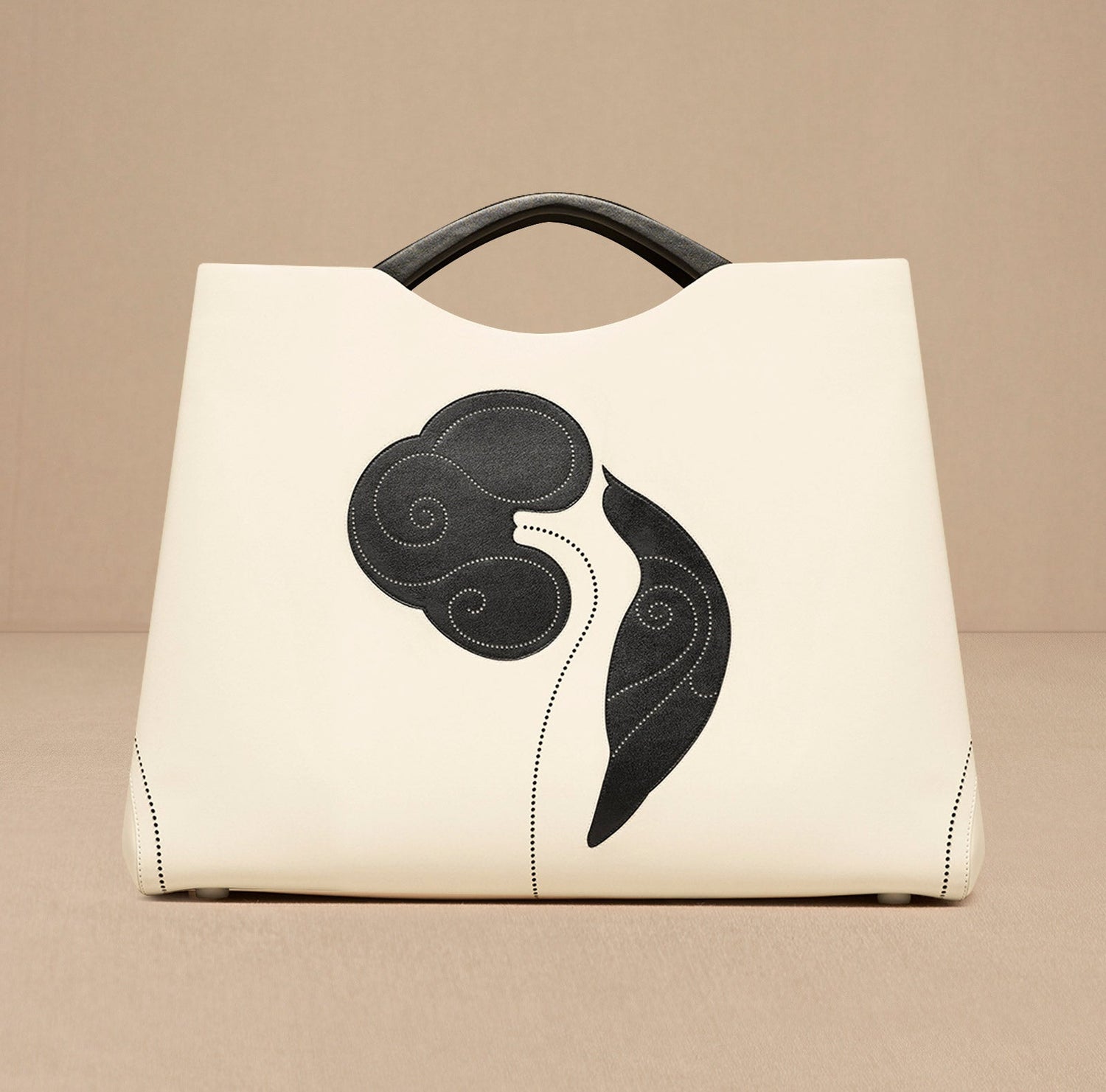 Faux Lether Dilbandi Tote Bag – Ivory