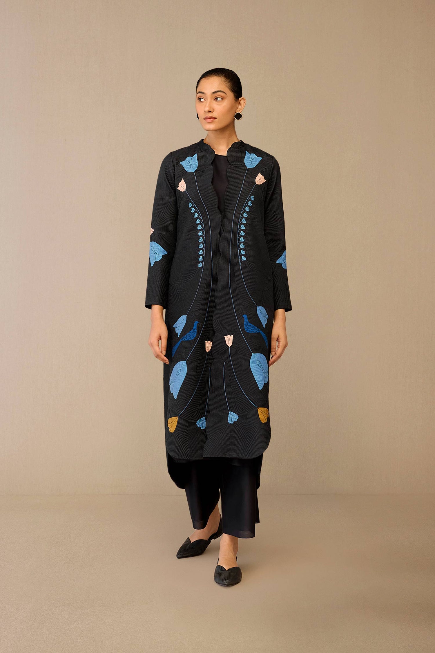 Silk Arisa Jacket Set – Black