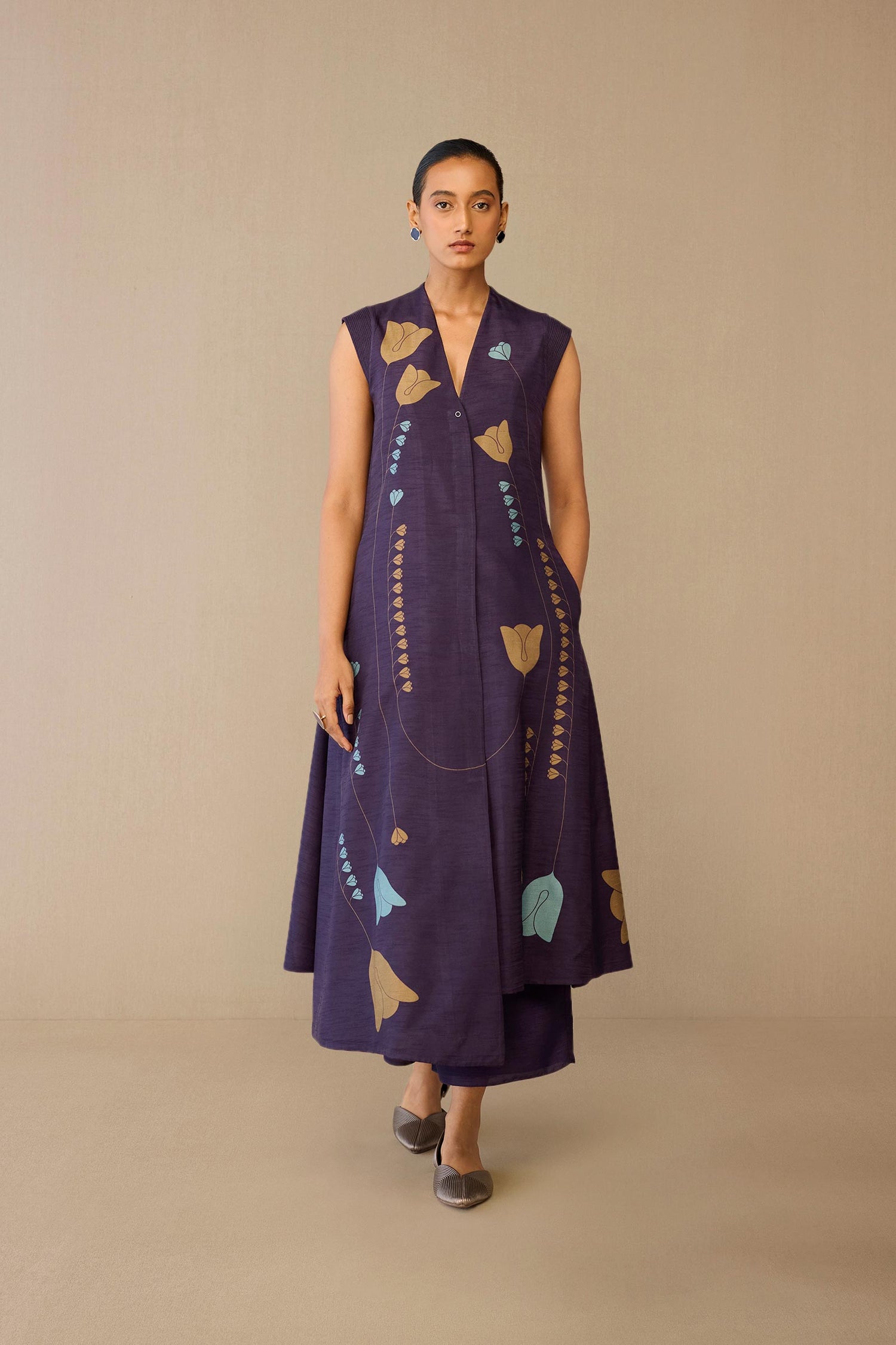 Silk Zia Jacket Set – Purple