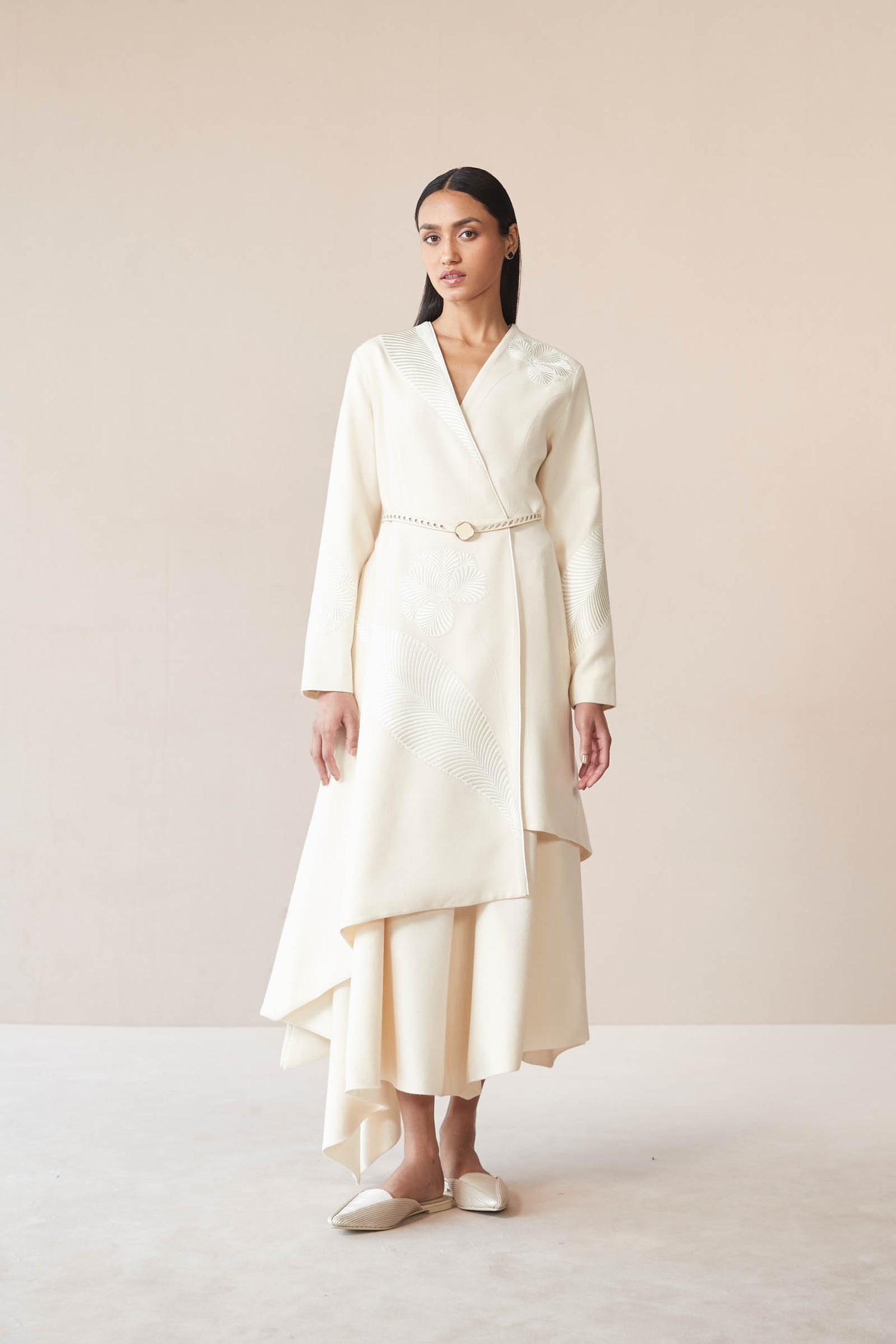 Wool Marwa Jacket Set – Ivory