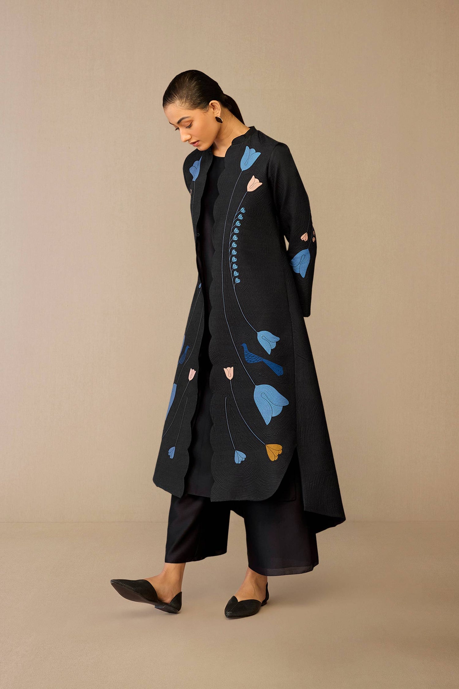 Silk Arisa Jacket Set – Black