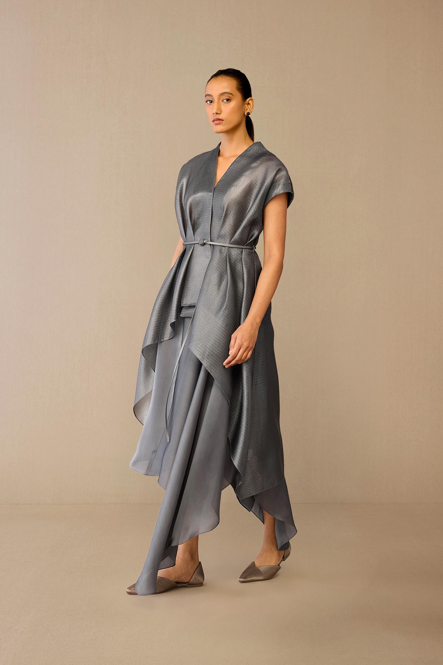 Silk Amalea Jacket Set – Grey