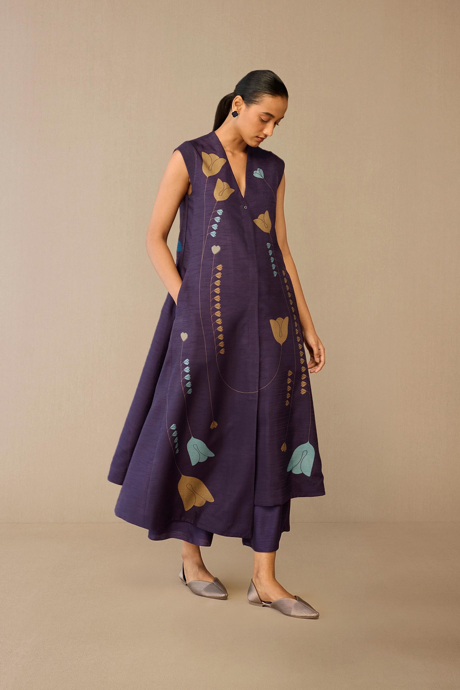 Silk Zia Jacket Set – Purple