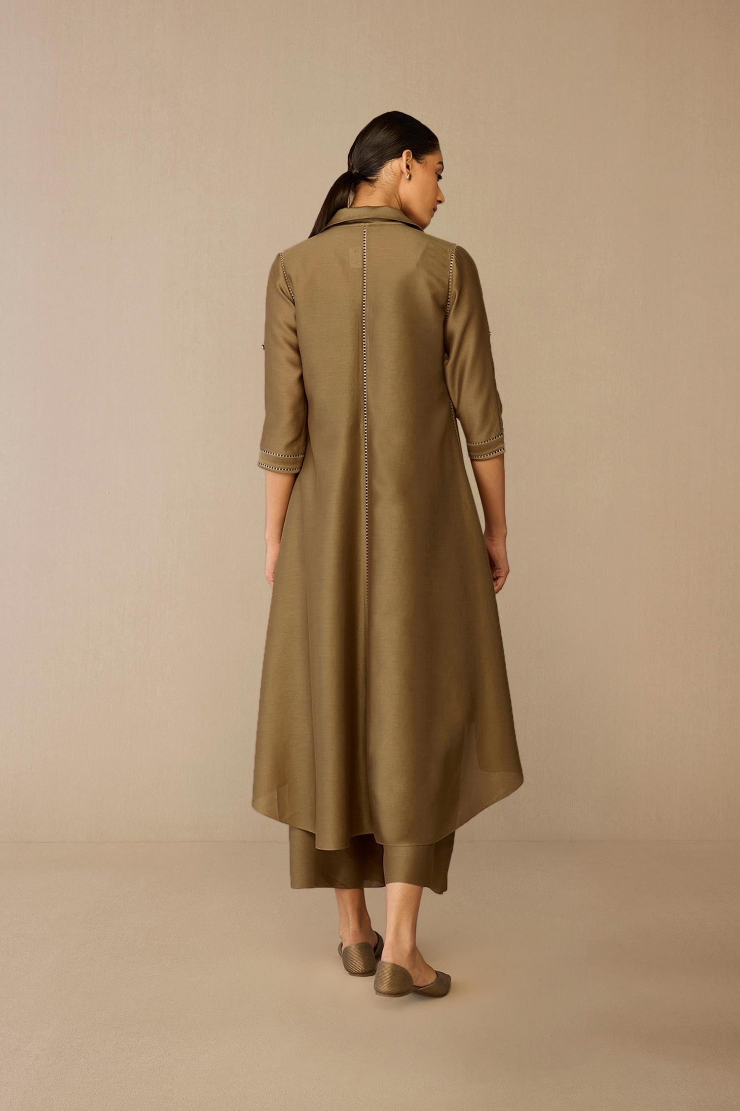 Chanderi Kasra Jacket Set – Grey