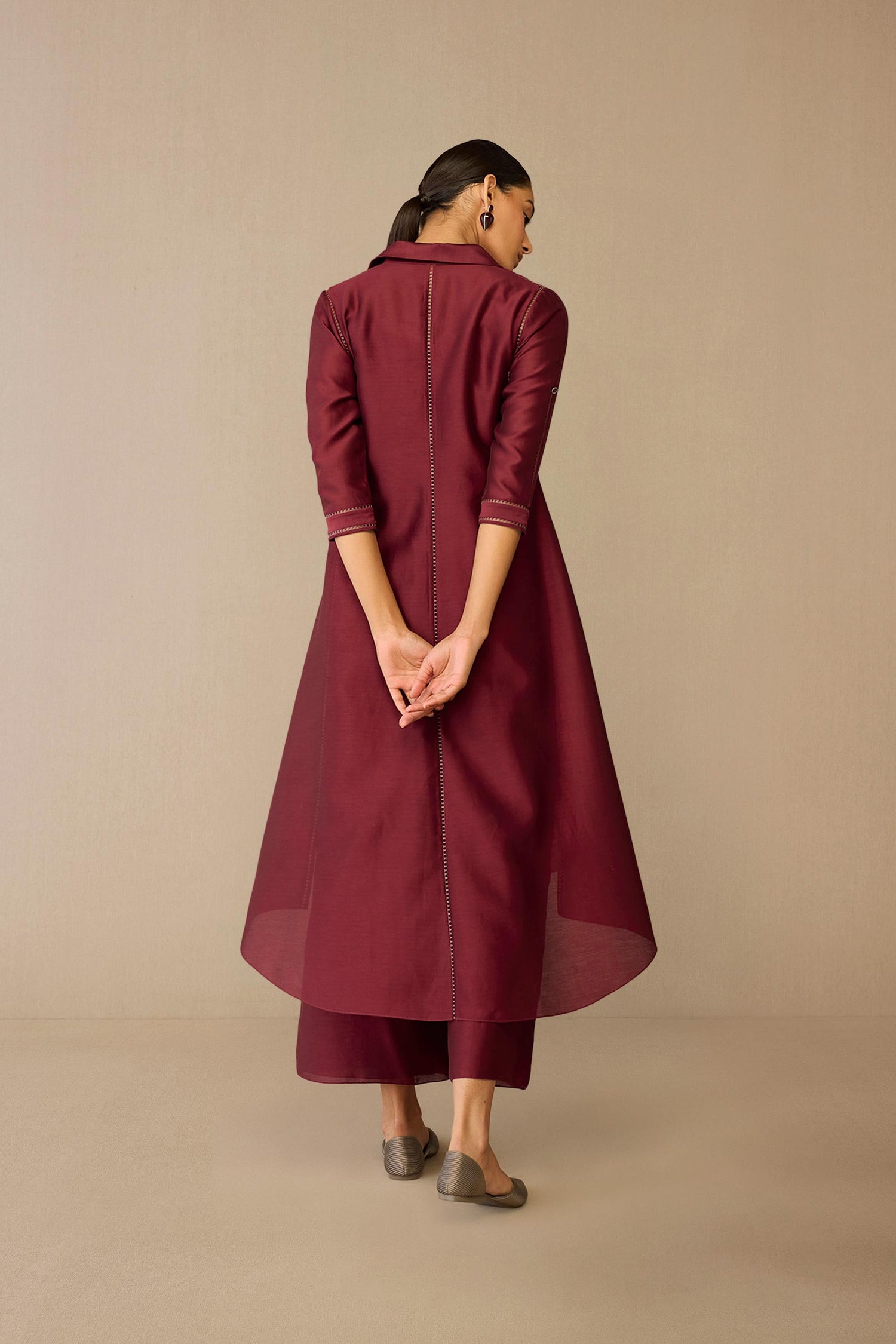 Chanderi Kasra Jacket Set – Red