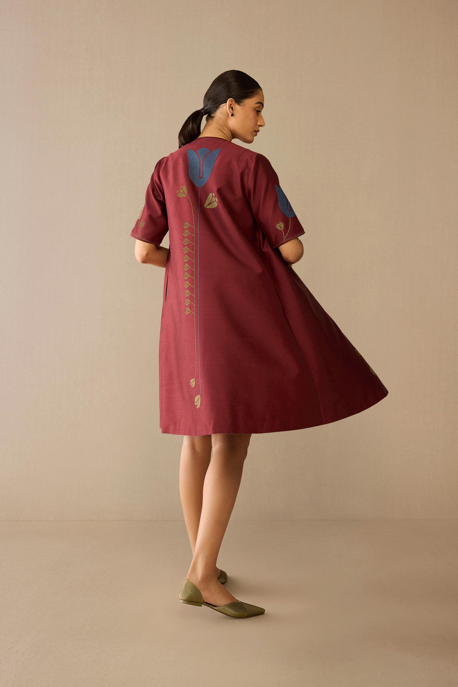 Chanderi Atara Jacket Set – Red