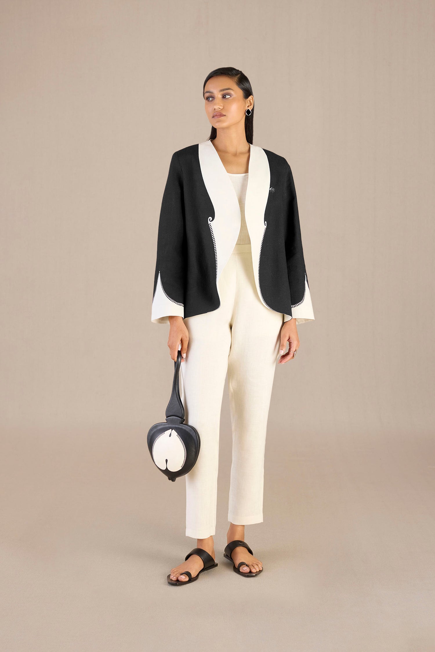 Faux Leather Raahat Top Handle Bag – Black