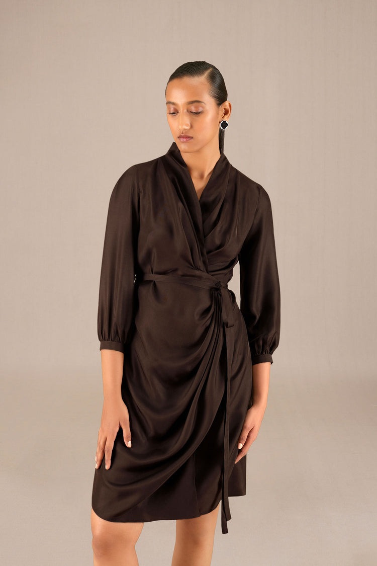 Neesa Short Dress - Dark Brown