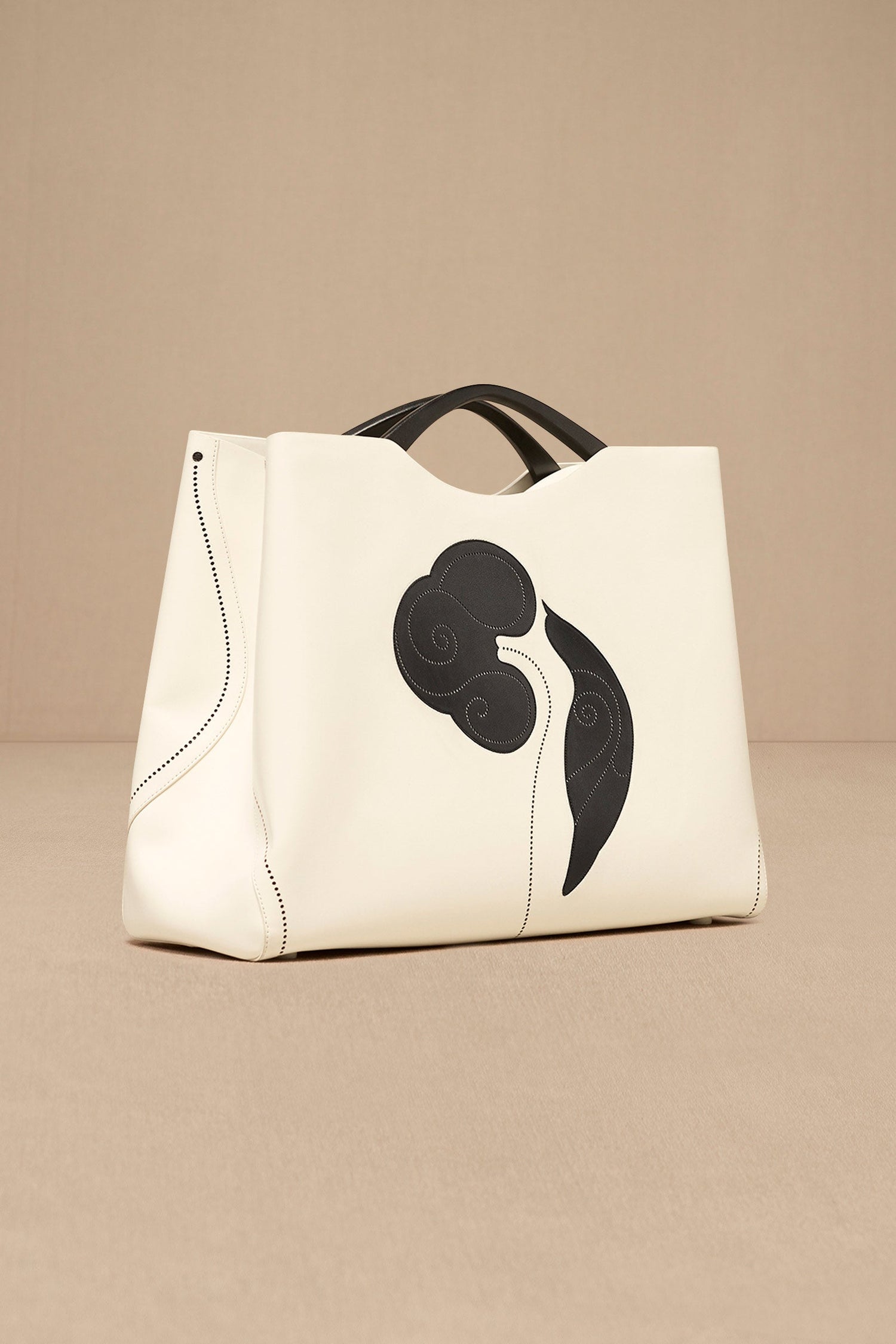 Faux Lether Dilbandi Tote Bag – Ivory