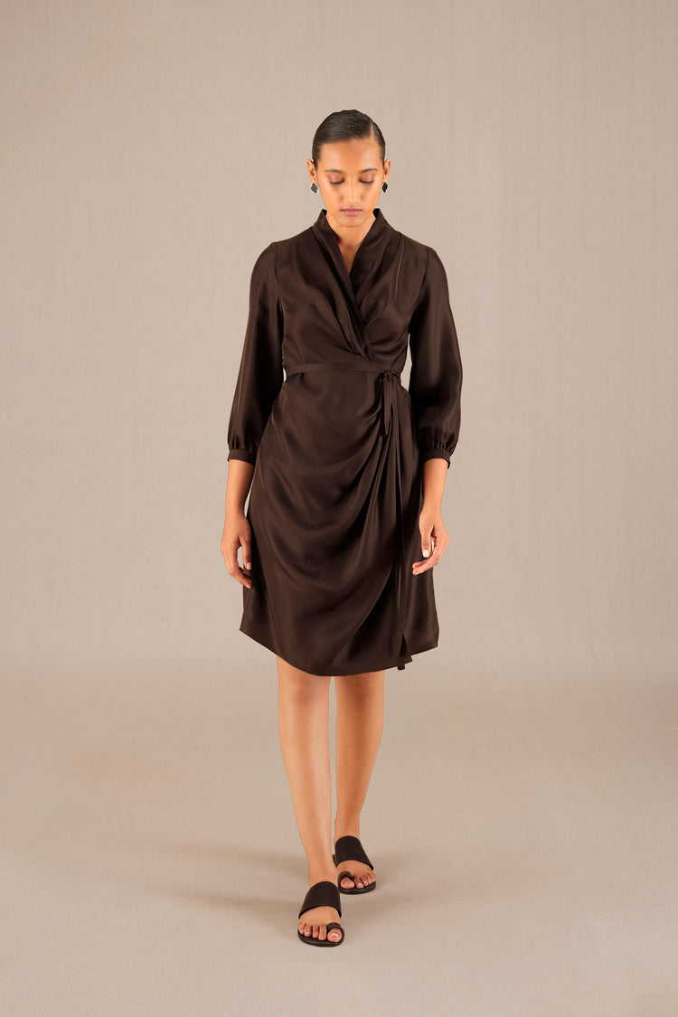 Neesa Short Dress - Dark Brown