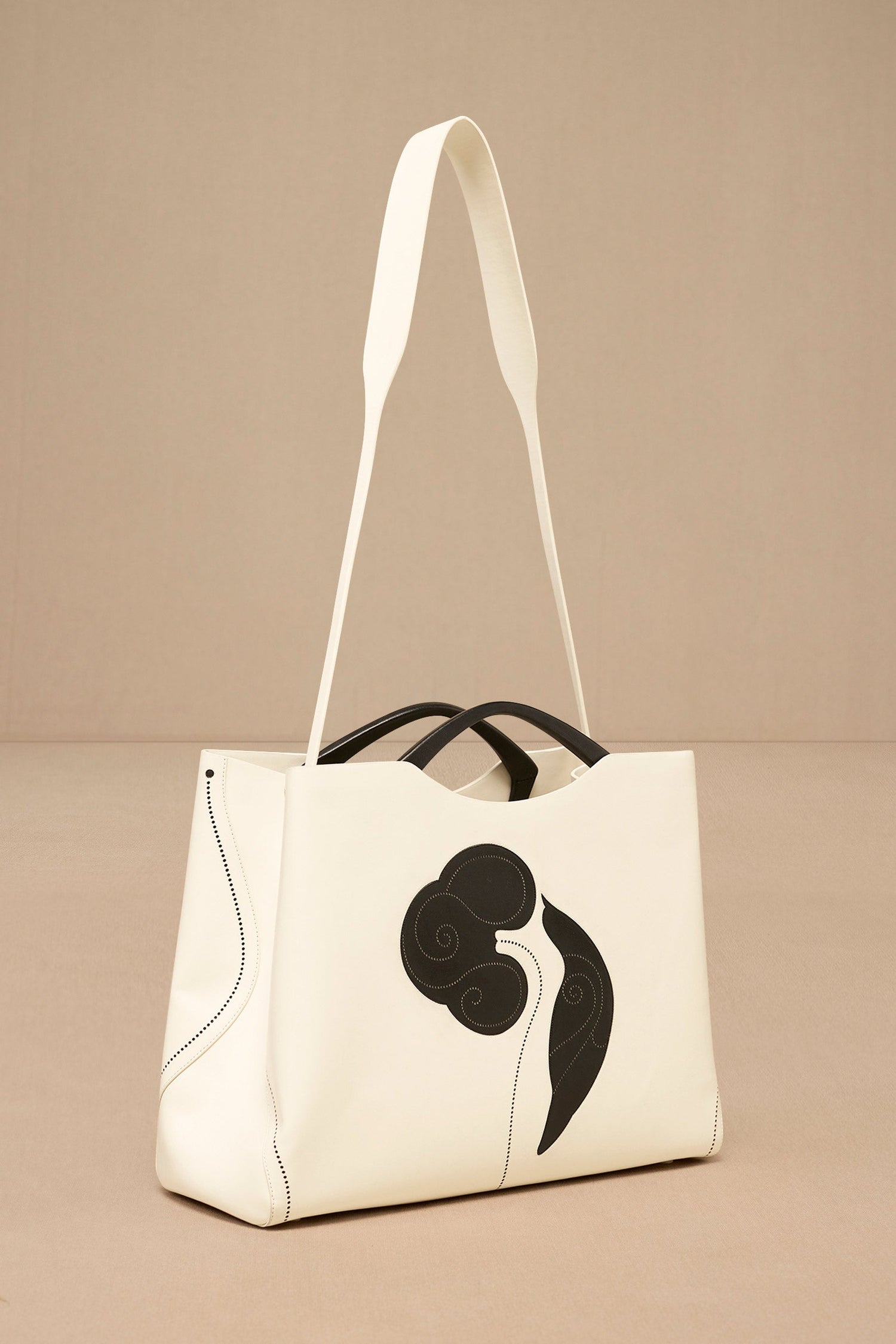 Faux Lether Dilbandi Tote Bag – Ivory