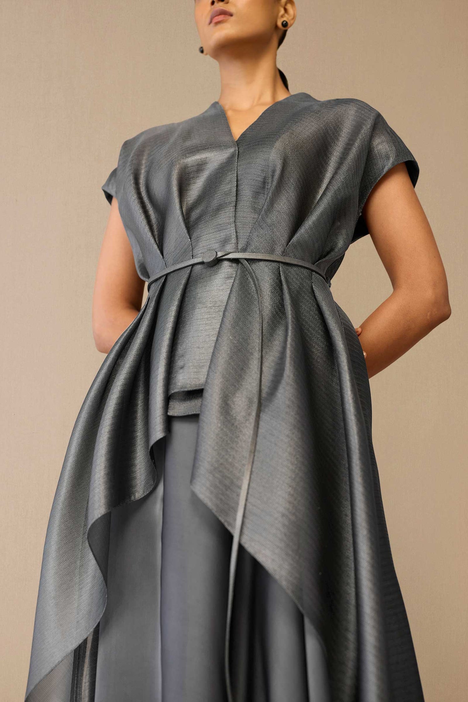 Silk Amalea Jacket Set – Grey