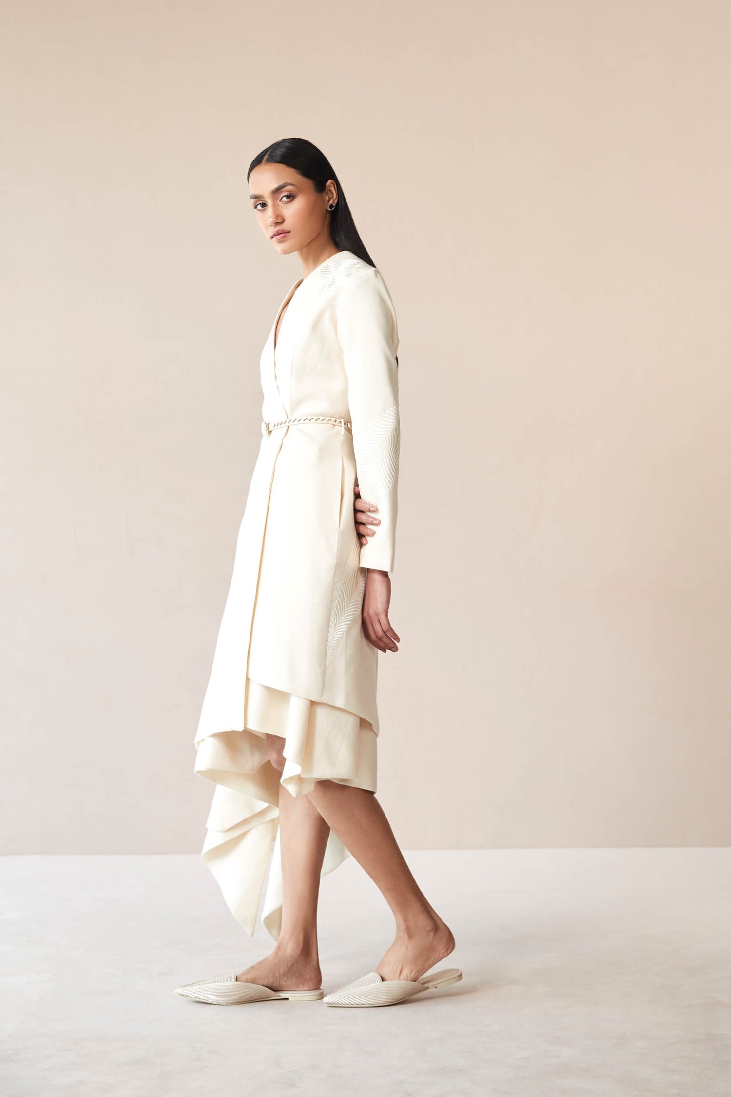Wool Marwa Jacket Set – Ivory