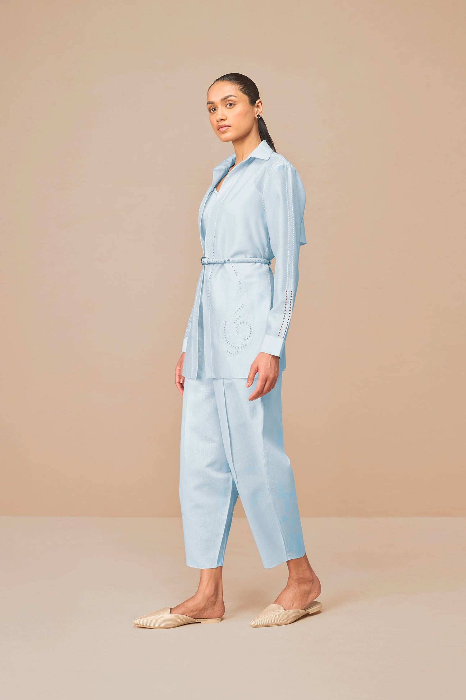 Chanderi Elea Shirt Set – Blue