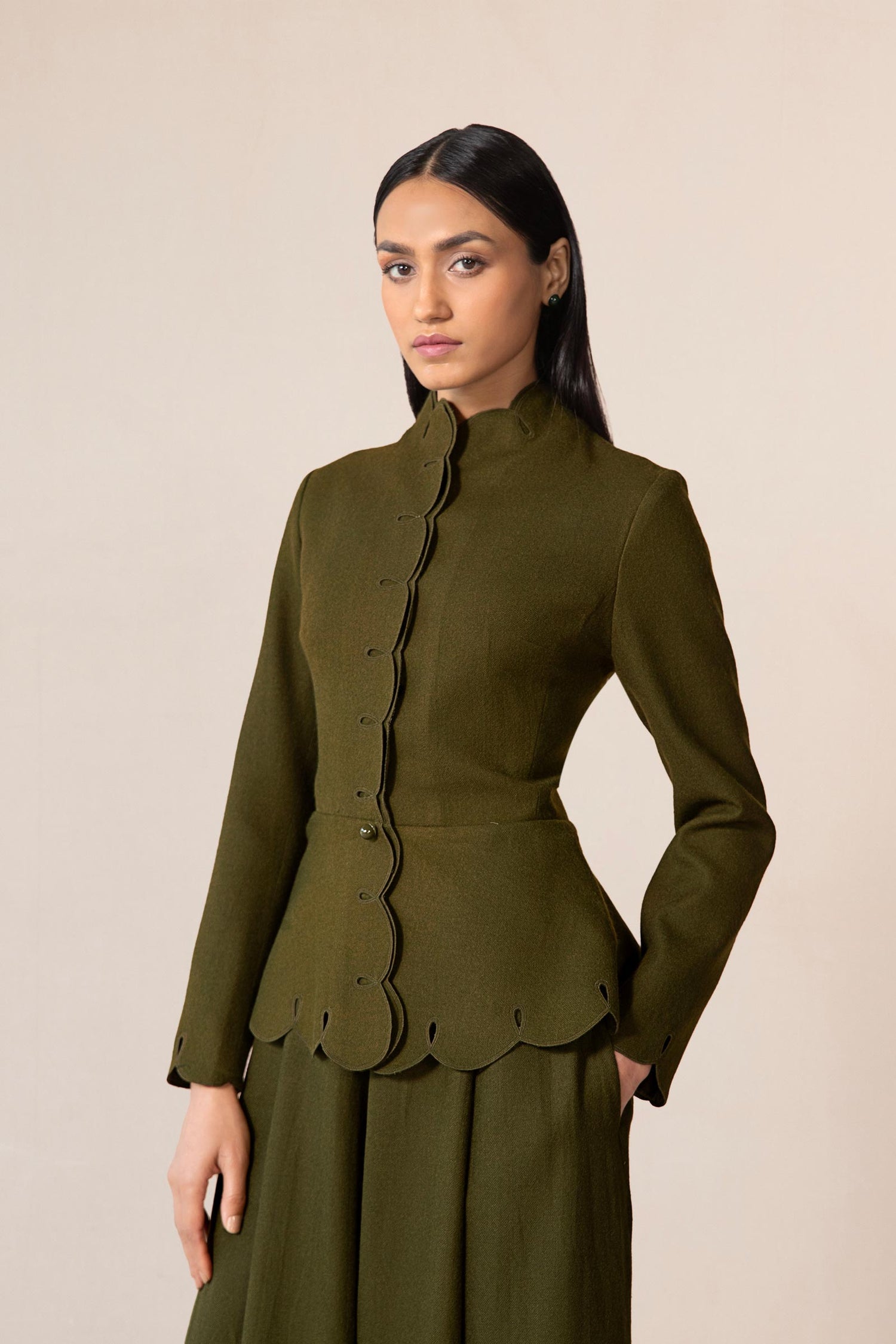 Wool Medha Jacket Set – Green