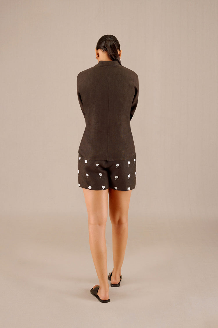 Izara Knotted Shirt Set - Dark Brown