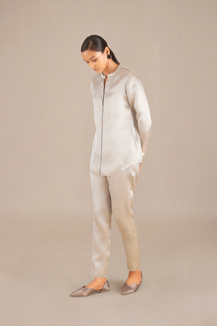 Nuran Shirt Set - Metallic Silver