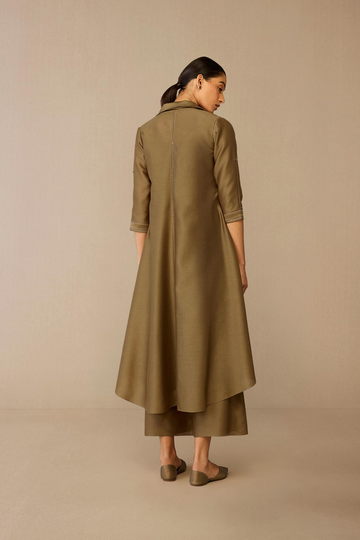 Chanderi Kasra Jacket Set – Grey