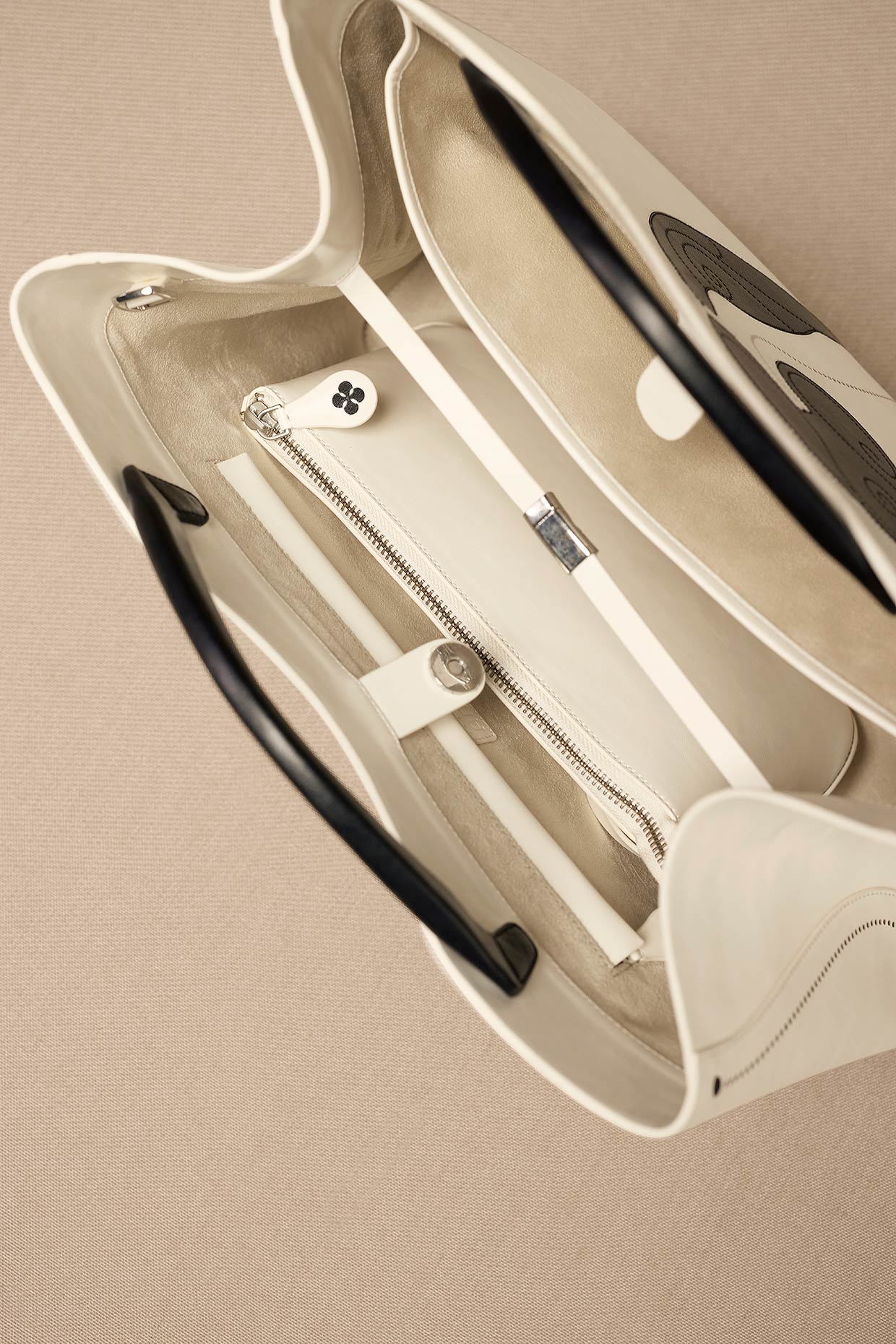 Faux Lether Dilbandi Tote Bag – Ivory
