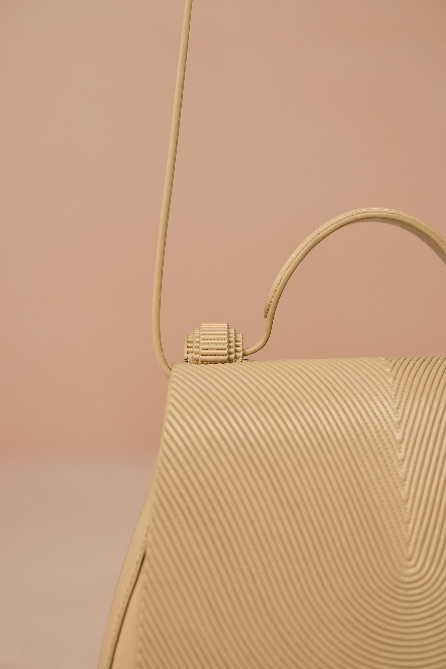 Faux Leather Ennia Top Handle Bag – Beige