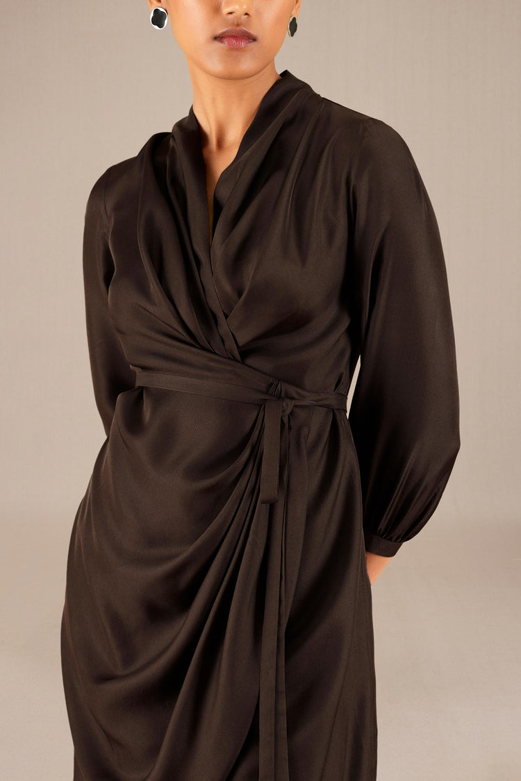 Neesa Short Dress - Dark Brown