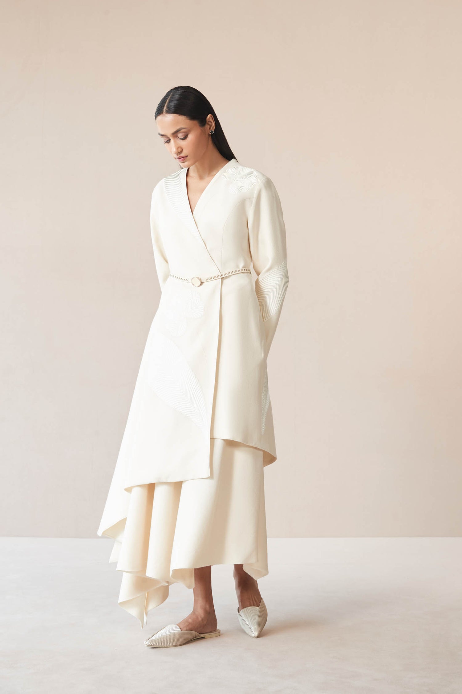 Wool Marwa Jacket Set – Ivory
