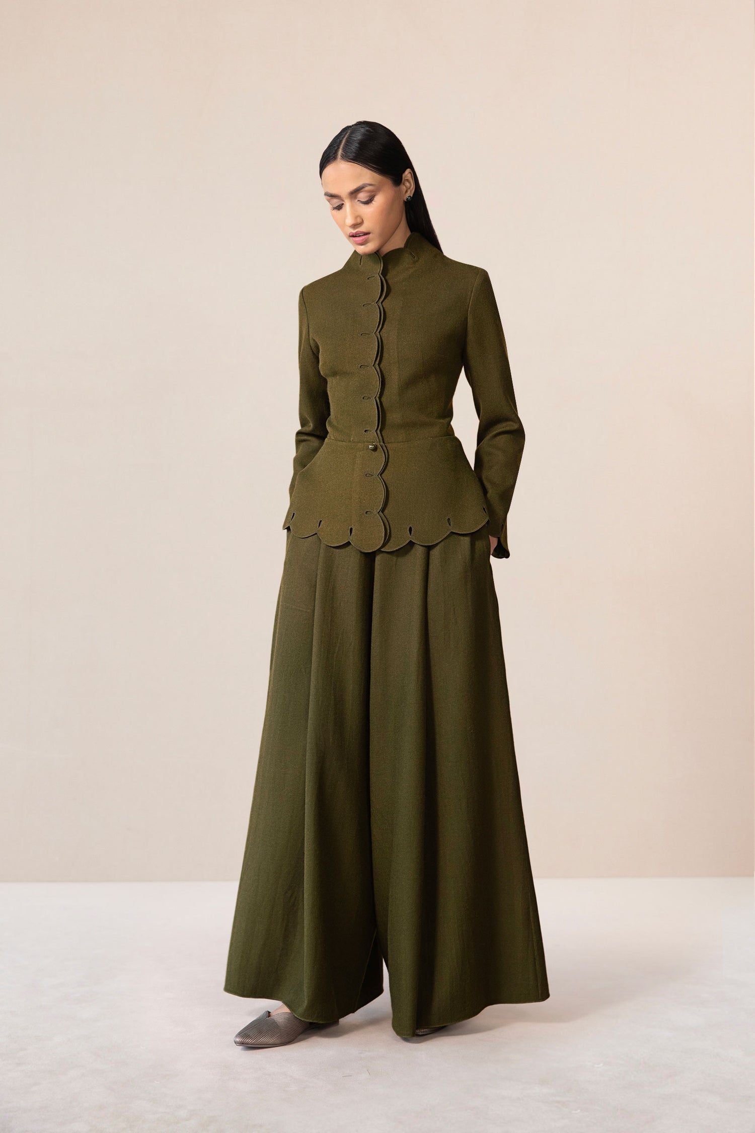 Wool Medha Jacket Set – Green
