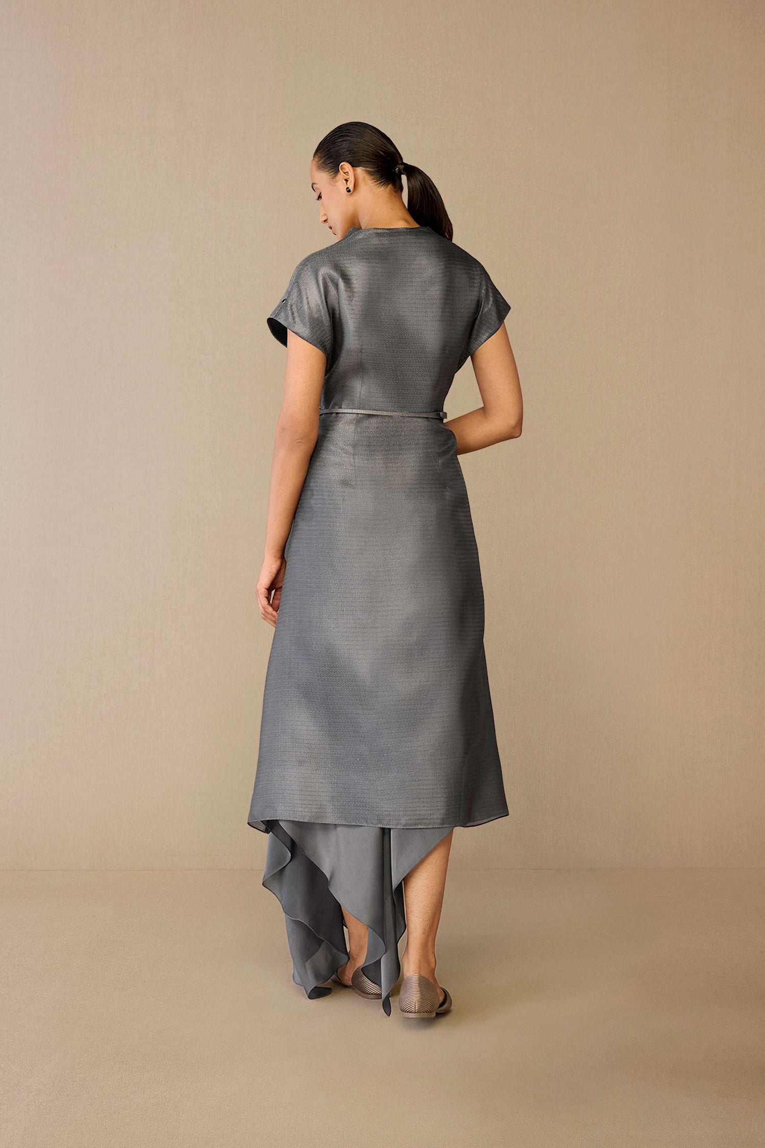 Silk Amalea Jacket Set – Grey