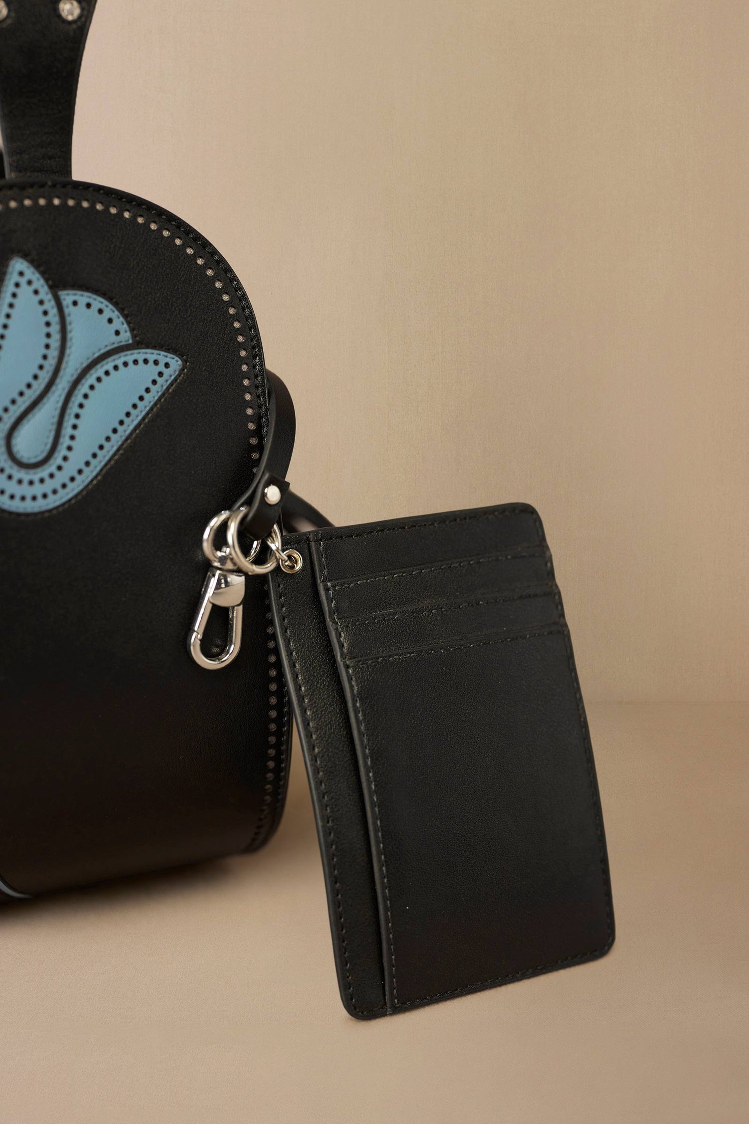 Faux Leather Zyra Wristlet – Black