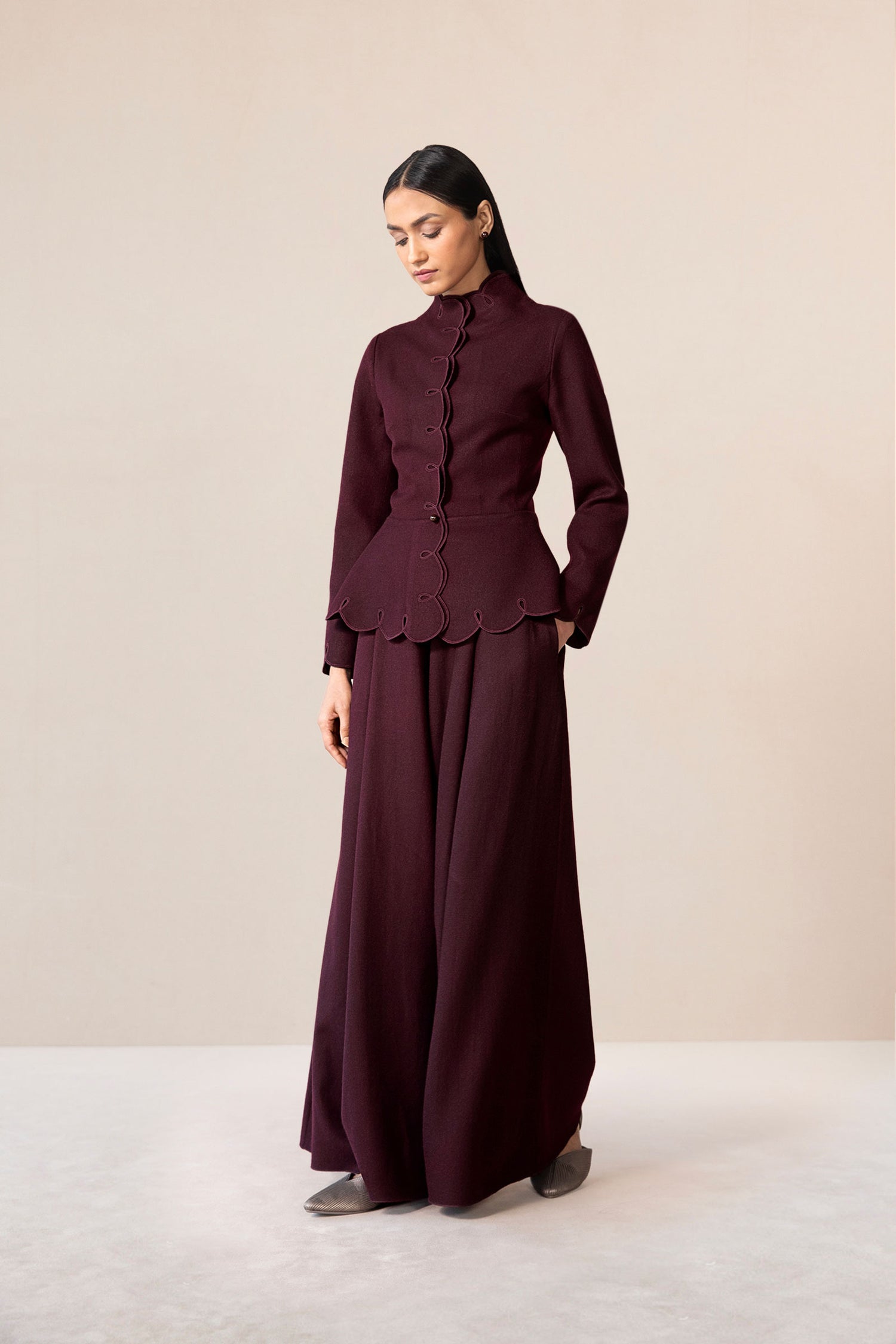 Wool Medha Jacket Set – Red