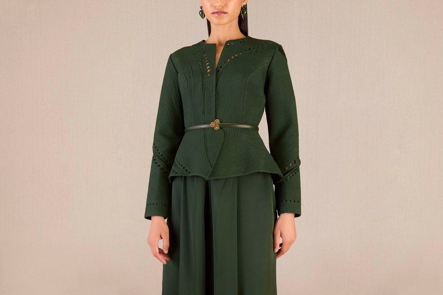 Chanderi Rifat Jacket Set – Green