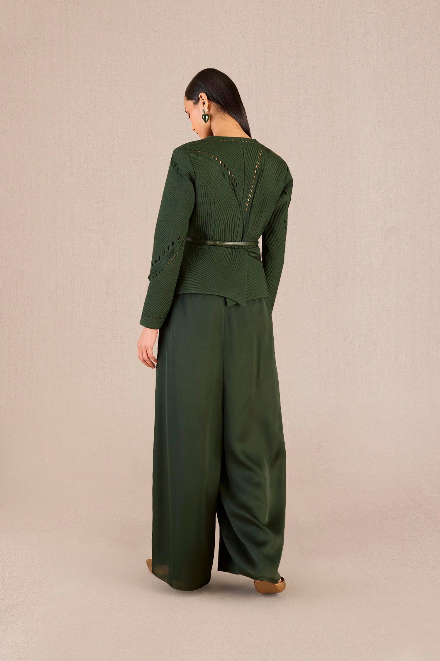 Chanderi Rifat Jacket Set – Green