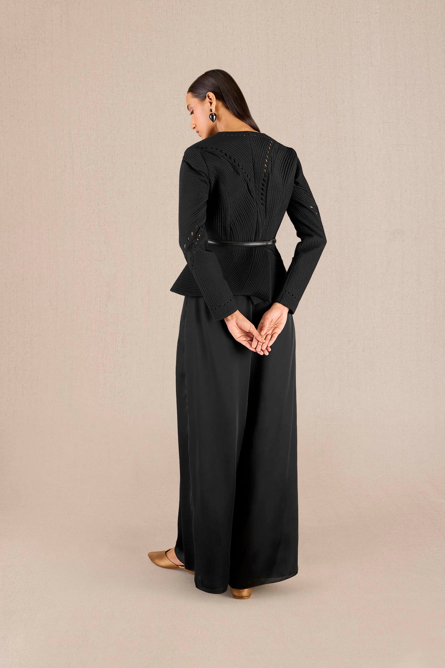 Chanderi Rifat Jacket Set – Black