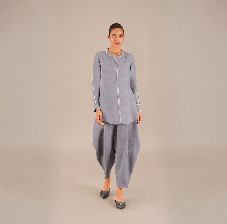 Sarah Shirt Co-ord Set - Grey