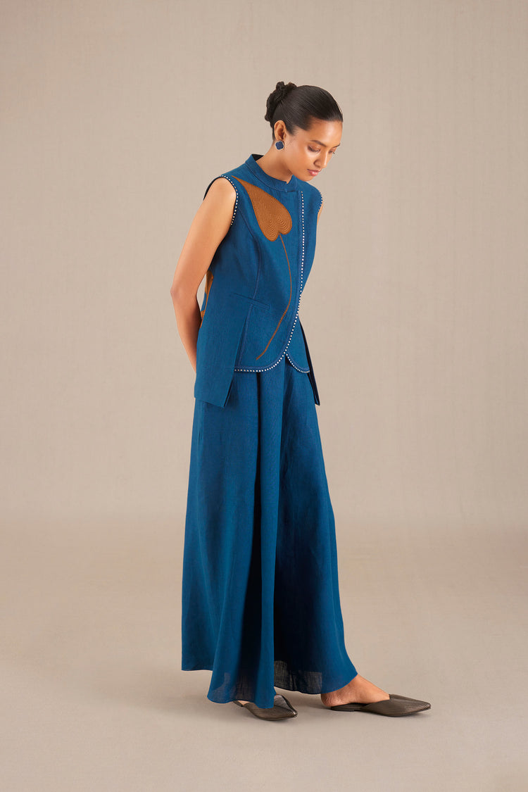 Nadiah Waist Coat - Teal | AMPM India